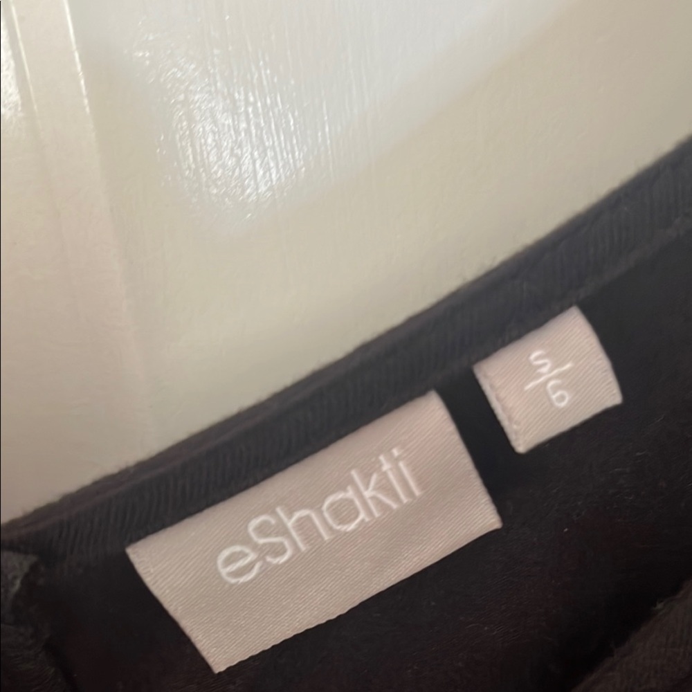 eShakti Black Midi Dress Wrap front 3/4 sleeve size Small 6 - Picture 4 of 7